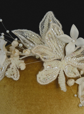 高端手作串珠刺绣花瓣发箍