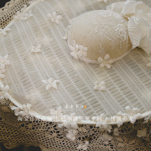 喜看原创重工手作花瓣流苏蕾丝礼帽新娘结婚森系复古法式写真配饰 - 图3