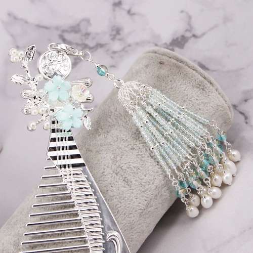 Синий аксессуар для волос ручной работы с кисточками, китайская шпилька, расческа, набор материалов, поделки ручной работы