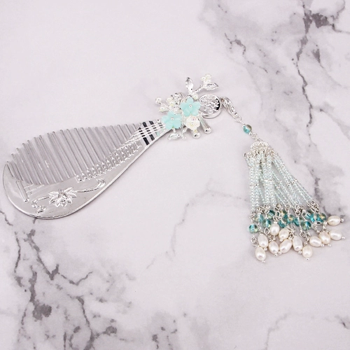 Синий аксессуар для волос ручной работы с кисточками, китайская шпилька, расческа, набор материалов, поделки ручной работы