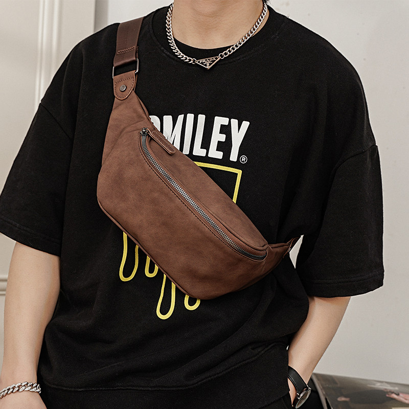 2025新款男小包潮流皮质青年胸前包挎包户外街头手机包斜跨包腰包,淘宝优惠券,粉丝福利购,淘宝优惠卷