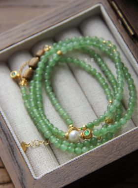 【青黛】原创天然碧玉设计款多圈万能链手链项链