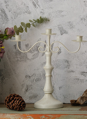 家居餐桌摆件烛光晚餐金色烛台欧式轻奢蜡烛台婚礼道具装饰品