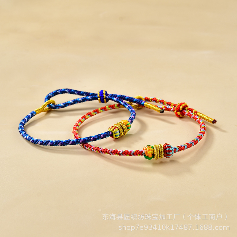 新款2mm鸣翠荟炫彩八大守护本命佛手绳diy可穿转运珠金店同款 - 图2