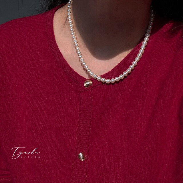 TYUSHA Pearl French Knot Necklace