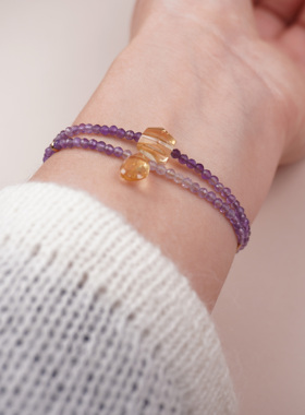 紫水晶双圈手链女不规则串珠手饰