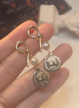 14k包金巴洛克欧美金币人像珍珠