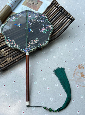 非遗特色手工艺刺绣玉兰花鸟双面绣团扇汉服拍照舞蹈扇苏绣伴手礼