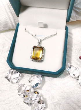 天然黄水晶紫水晶托帕石S925纯银吊坠项链 奢华品质