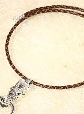 纯银天然牛皮百搭韩版吊坠项链