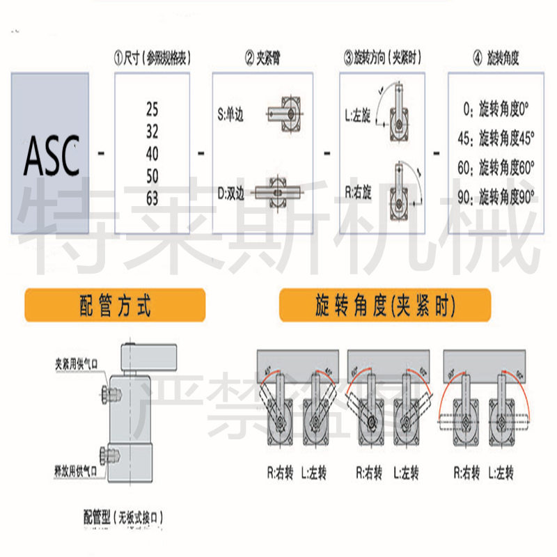 空压转角缸 感应转角气缸  ASC-MS - 图1