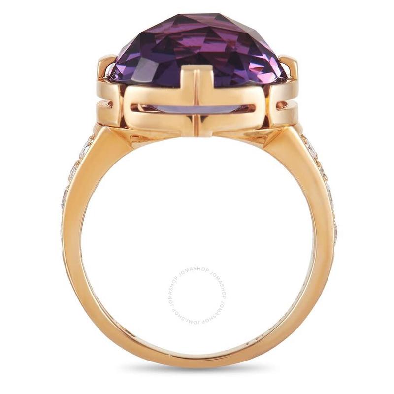 宝格丽bvlgari女紫色宝石18K玫瑰金戒指指环镶钻简约时尚气质新款