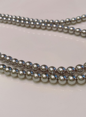 灰色珍珠双层项链高光高亮不掉皮