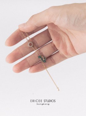 美国注金锆石绿玉髓手链