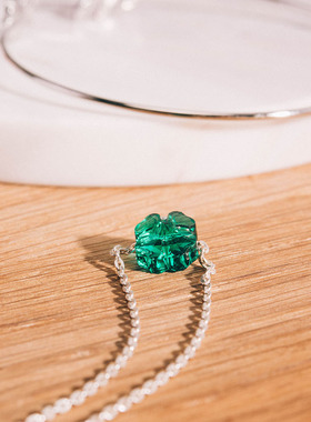 只愿你幸运薄荷绿色四叶草项链