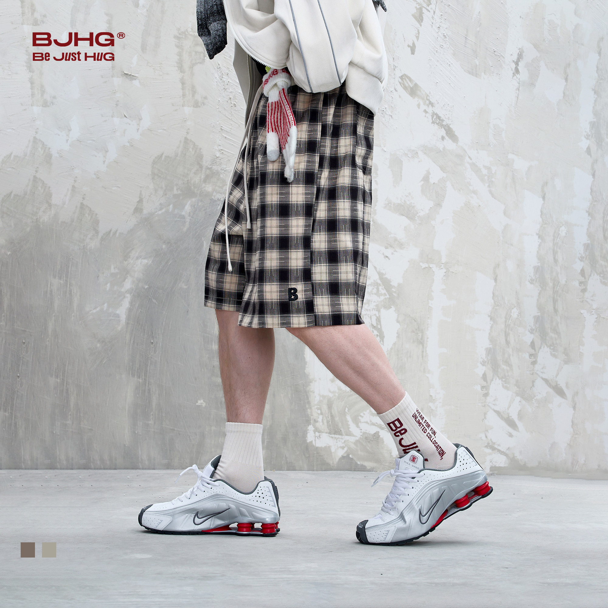 BJHG不计后果抽绳格子短裤男款夏轻薄透气直筒宽松运动休闲五分裤,淘宝优惠券,粉丝福利购,淘宝优惠卷