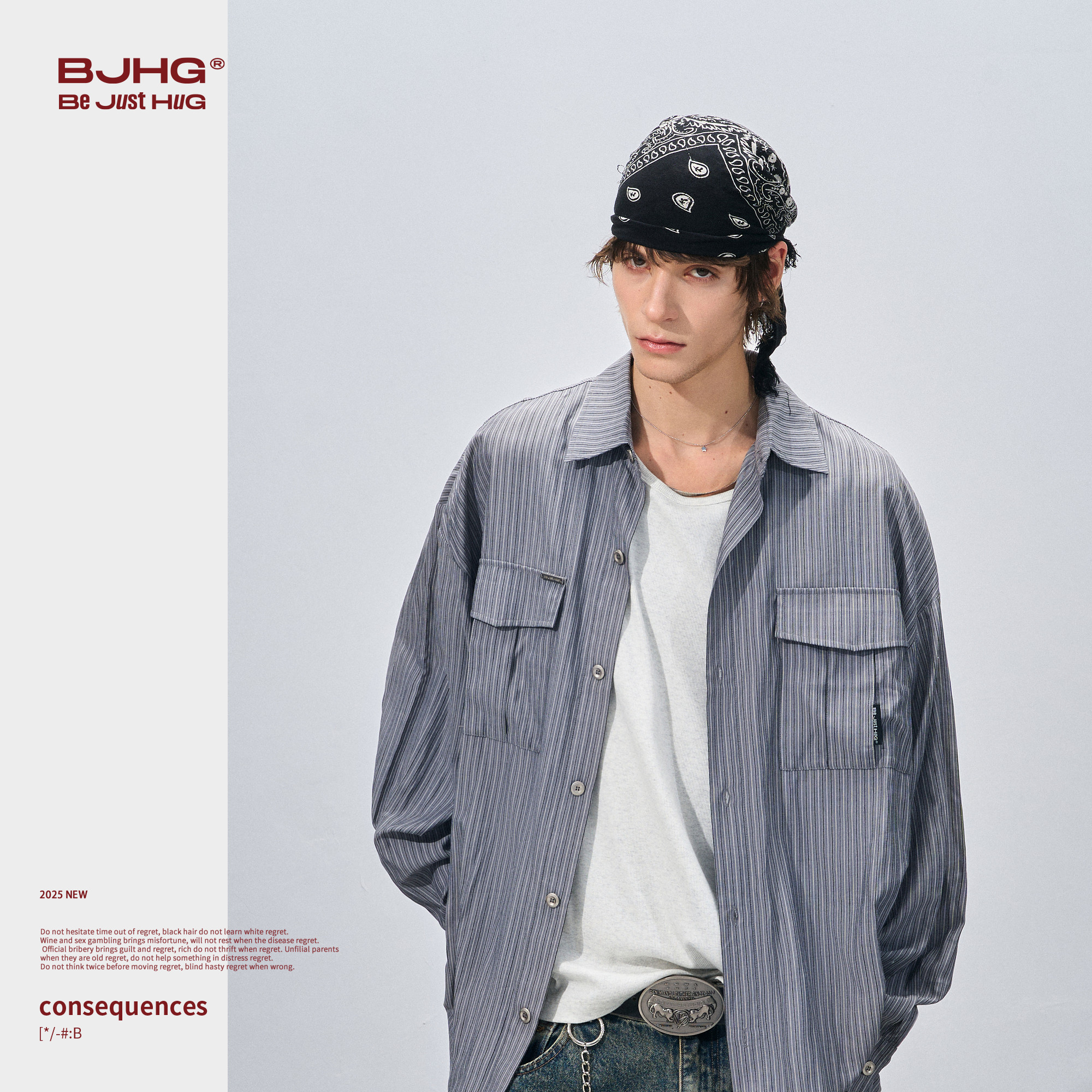 BJHG不计后果条纹衬衫外套男女款春季美式宽松休闲慵懒风情侣衬衣,淘宝优惠券,粉丝福利购,淘宝优惠卷