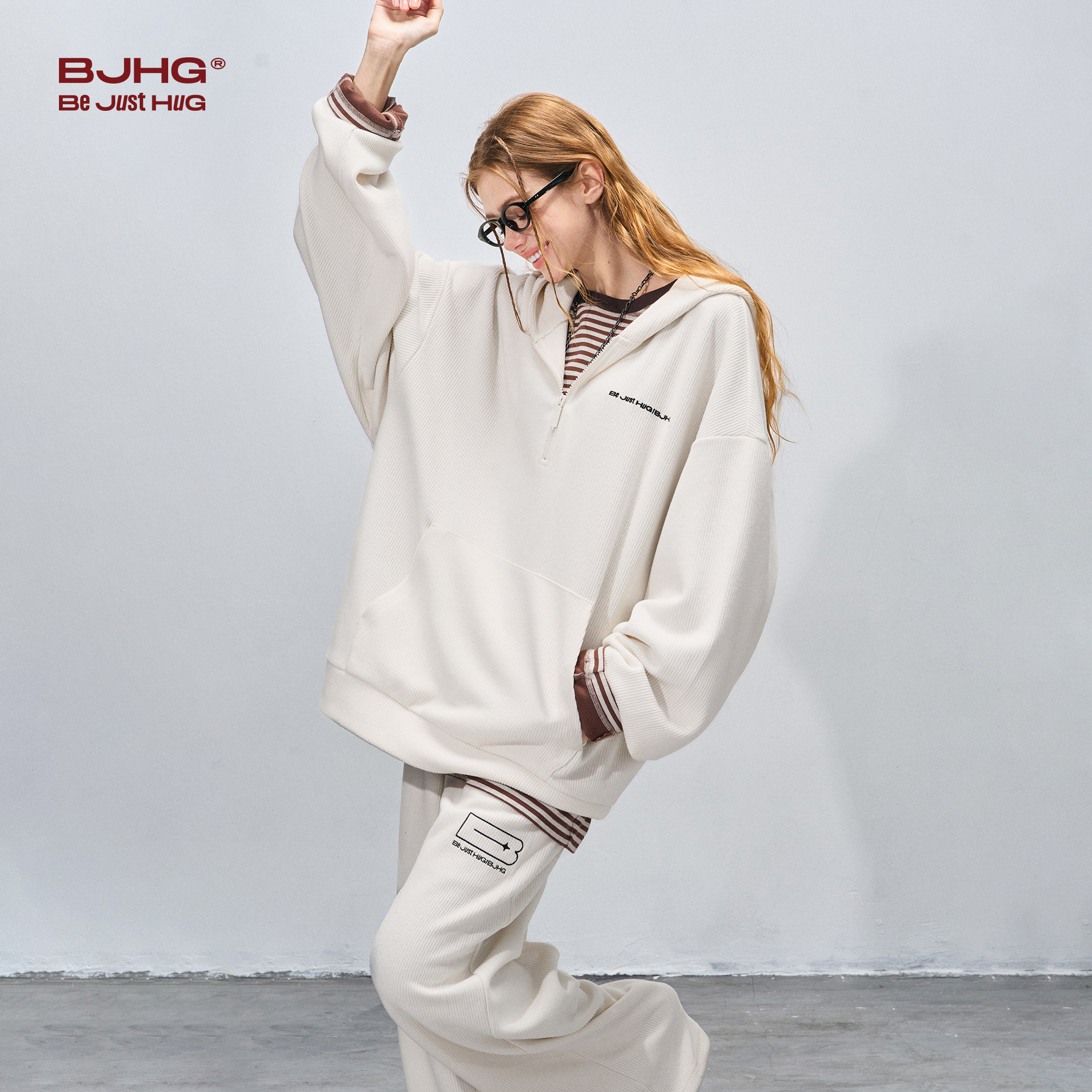 BJHG不计后果灯芯绒连帽卫衣男女款春季休闲裤子美式复古运动套装,淘宝优惠券,粉丝福利购,淘宝优惠卷