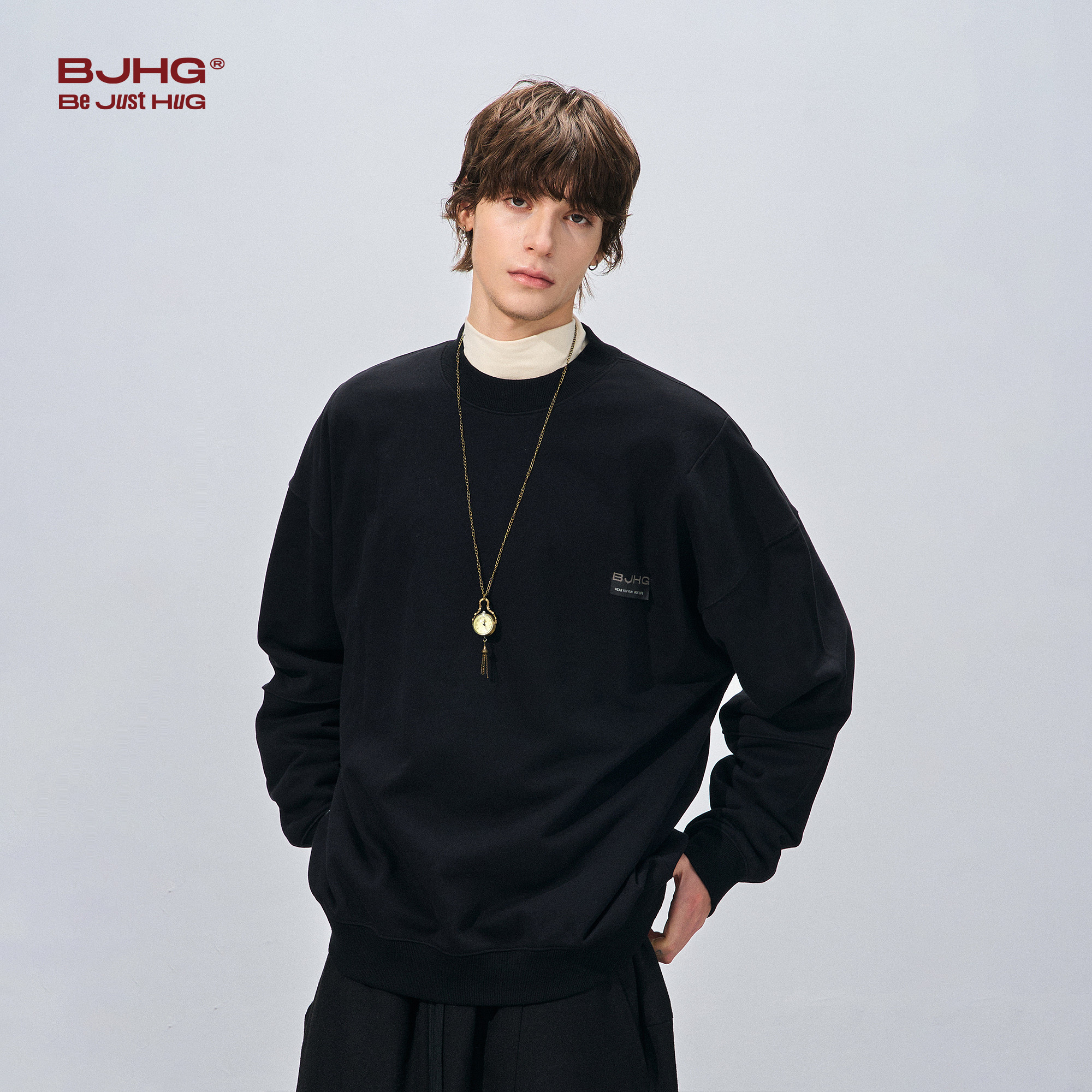 BJHG不计后果圆领卫衣男款春季基础长袖打底衫百搭休闲针织卫衣女,淘宝优惠券,粉丝福利购,淘宝优惠卷