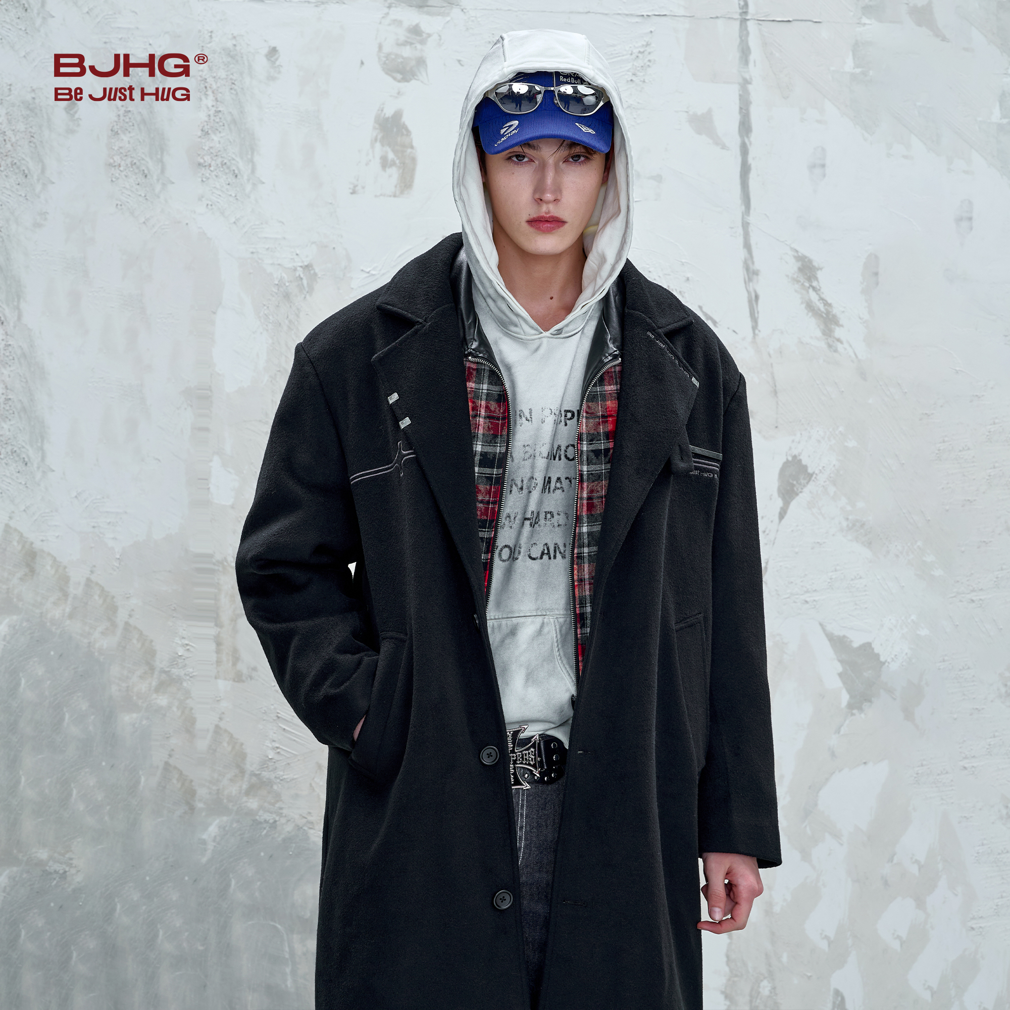 BJHG不计后果毛呢大衣男款秋冬2025新款呢子大衣长款羊毛外套风衣 - 图1