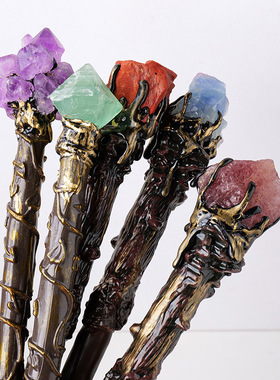 天然水晶权杖水晶魔法棒