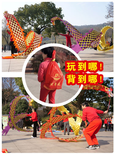 舞龙彩带健身健身龙带甩彩带舞龙甩龙带龙头彩带耍龙中老年人健身 - 图3