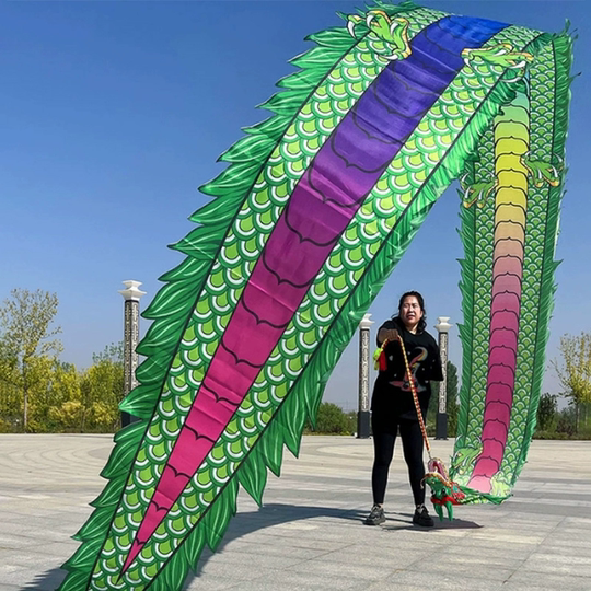 Square Dance für Männer und Frauen mittleren Alters und ältere Menschen, Fitness-Drachengürtel, Wurfband, chinesischer fliegender Drache, Stahlrahmen, Wasserhahn, Drachentanz-Performance-Requisiten