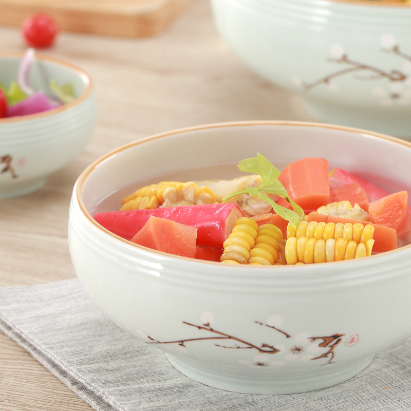 贝鑫 白梅陶瓷水果沙拉碗 拉面碗 汤碗大碗创意异形碗米饭碗家用