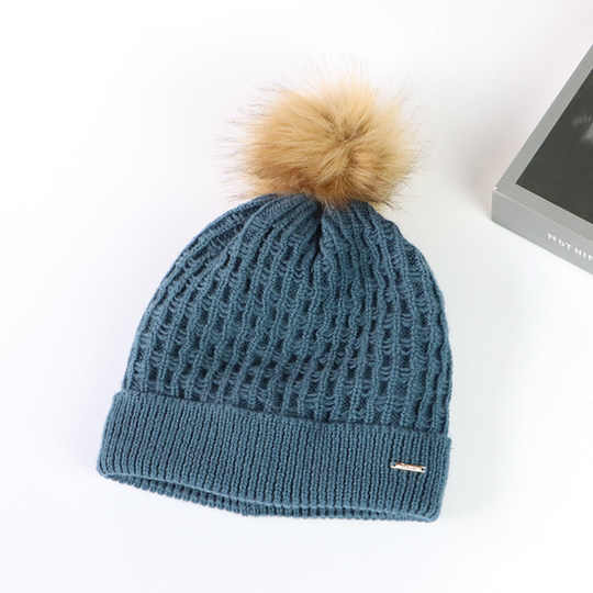 Woolen hat casual European and American women's winter woolen hat plus velvet