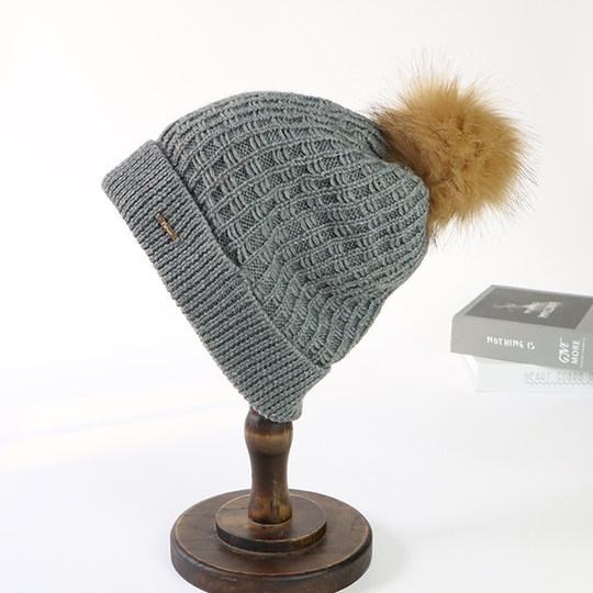 Woolen hat casual European and American women's winter woolen hat plus velvet
