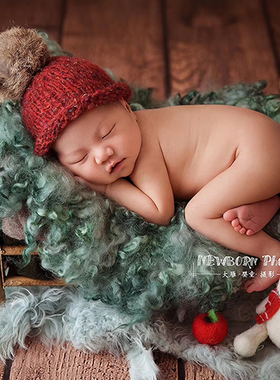 圣诞老人小猪羊毛毡玩偶道具摆件