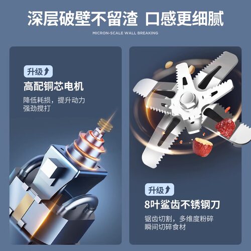 蓝宝轻音破壁机全自动小型豆浆机家用多功能料理机网红破壁机 - 图2