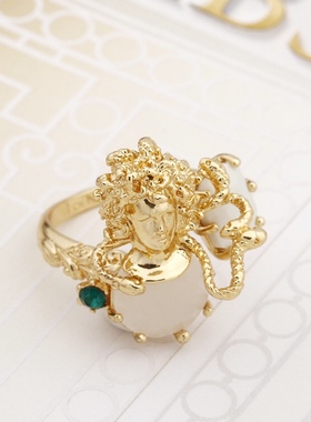 珐琅釉 海神系列美杜莎戒指小众独特高端指环女高级感开口可调