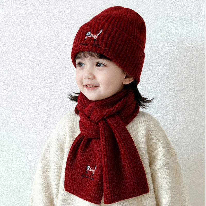 儿童帽子毛线帽围巾两件套秋冬季男女童保暖帽宝宝套头针织帽可爱,淘宝优惠券,粉丝福利购,淘宝优惠卷
