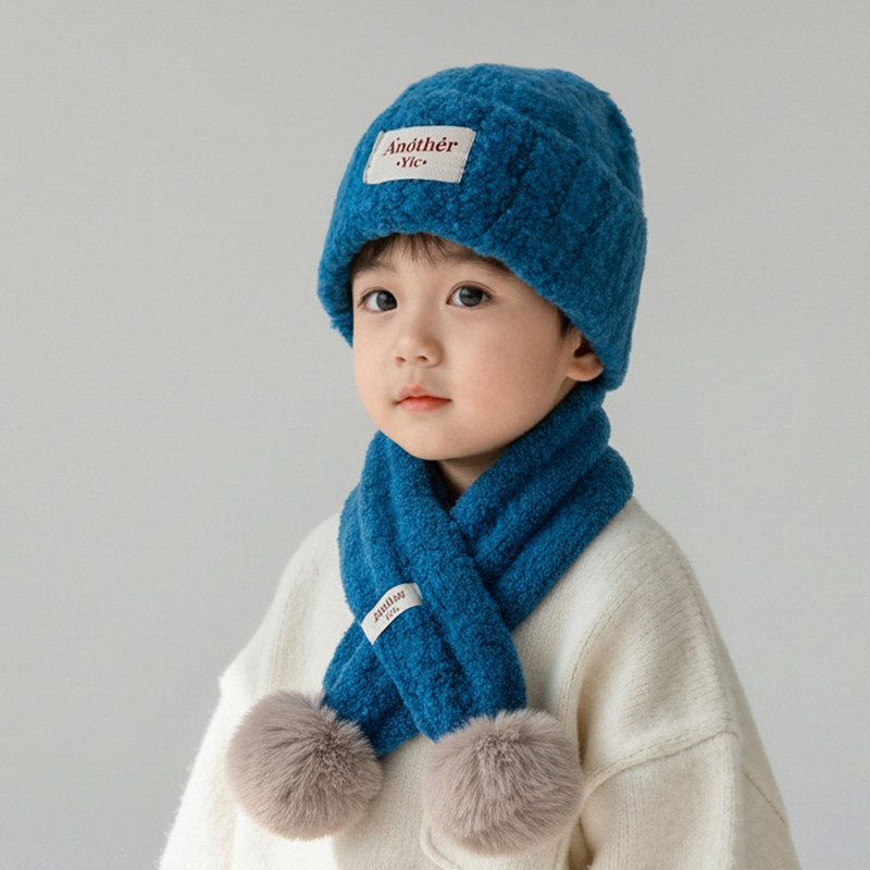 儿童毛线帽围巾两件套秋冬季宝宝帽子男童女童套头帽针织帽保暖帽,淘宝优惠券,粉丝福利购,淘宝优惠卷