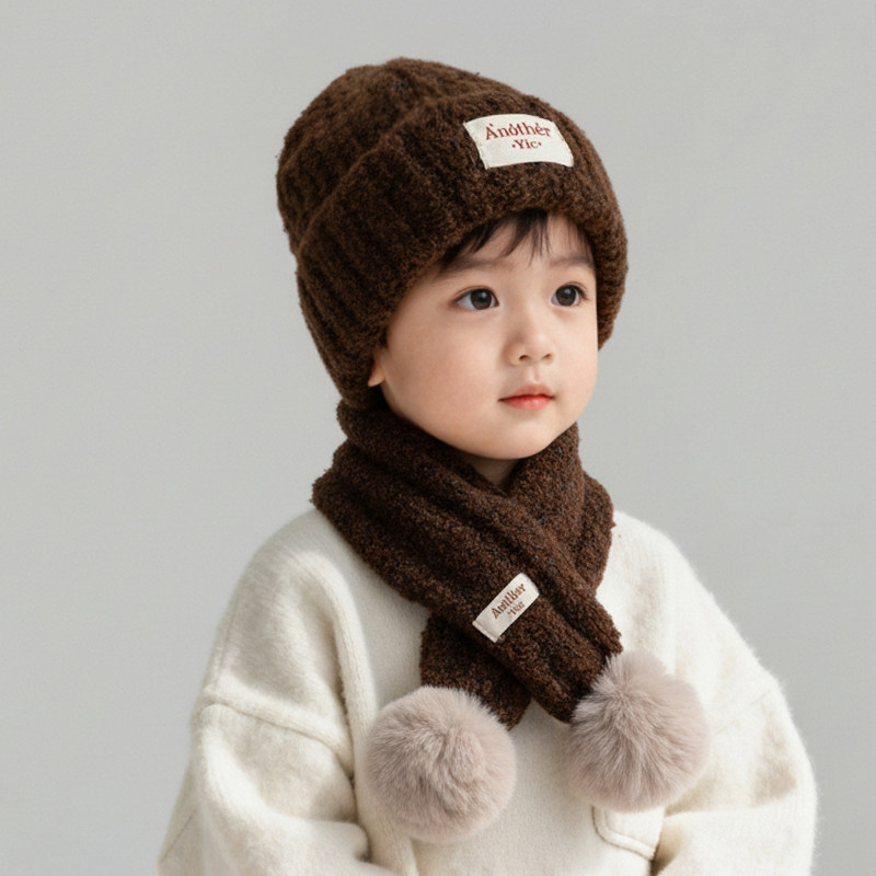 儿童毛线帽围巾两件套秋冬季宝宝帽子男童女童套头帽针织帽保暖帽,淘宝优惠券,粉丝福利购,淘宝优惠卷