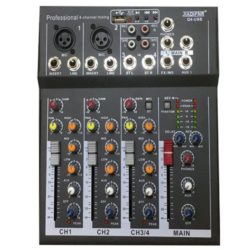 12V调音台5V调音台f4f7 4路/7路迷你家用KTV带USB蓝牙效果网络K歌 - 图3
