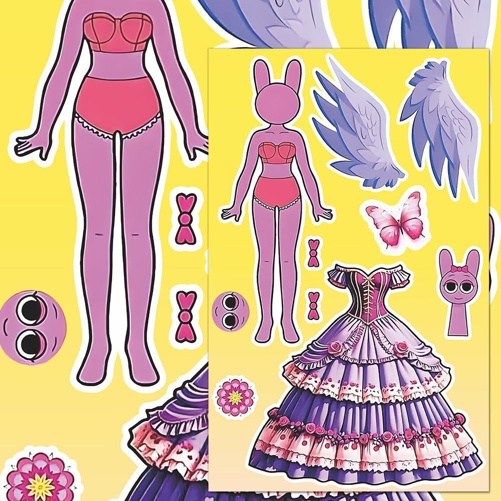 网红爆款节奏盒子人物换装贴纸女孩创意儿童益智换面趣味玩具贴画,淘宝优惠券,粉丝福利购,淘宝优惠卷