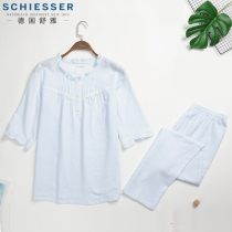 German Shuja Home Dress Lady Spring Summer Thinness of pure cotton medium sleeves Long pants Japanese Pants Day sweet and relaxed to wear pajamas