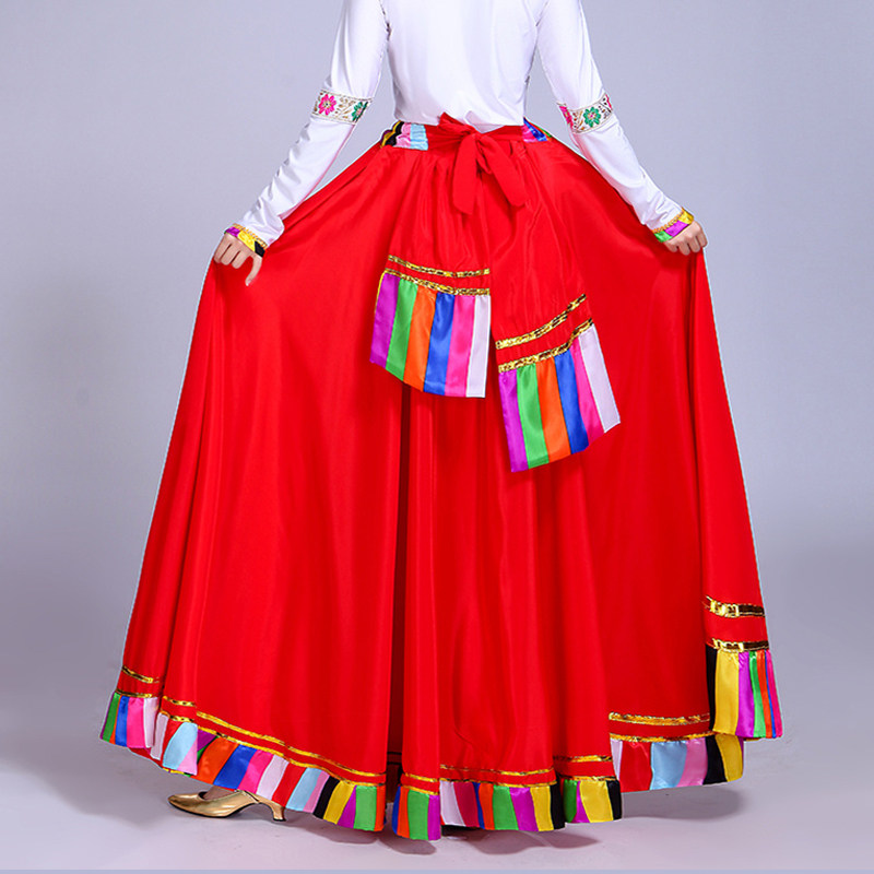 藏族广场舞半身裙藏族舞蹈演出服装女藏式练功大摆裙藏舞练习裙子,淘宝优惠券,粉丝福利购,淘宝优惠卷