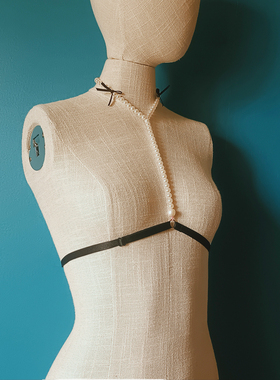 珍珠挂脖颈链甜酷性感美胸链辣妹