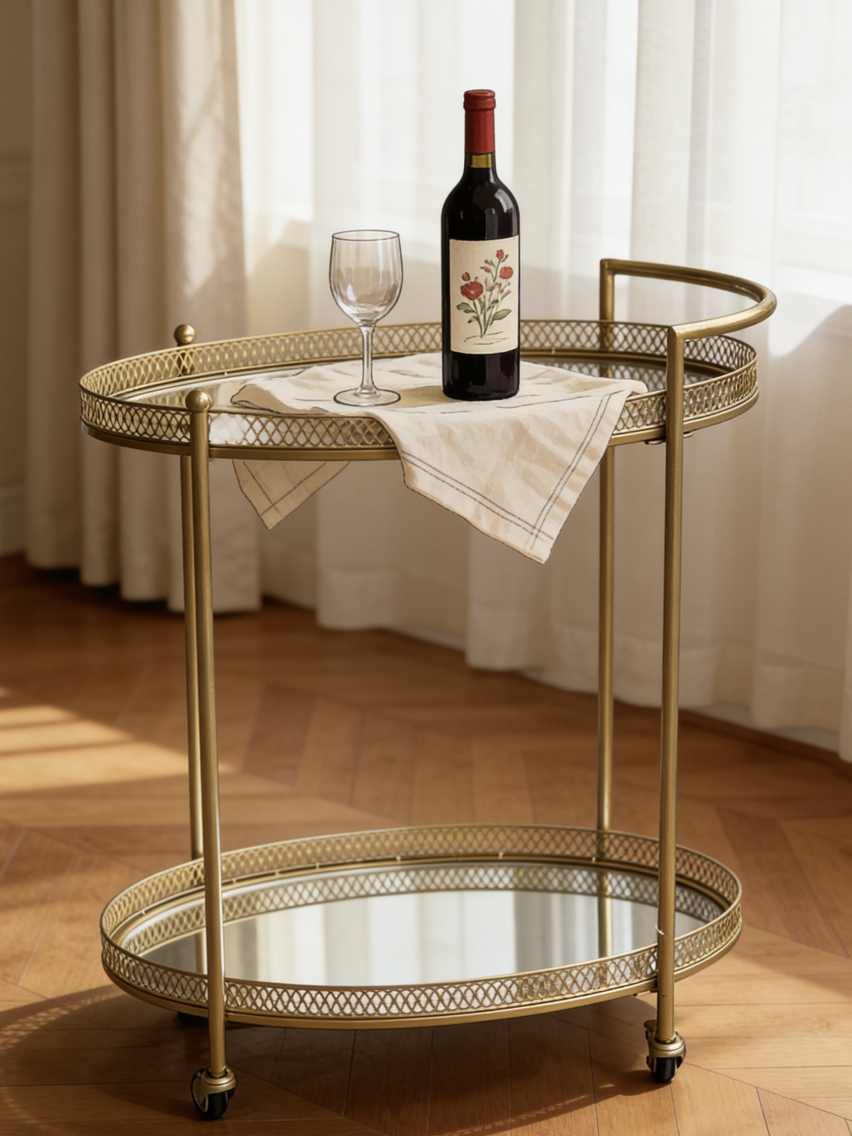 欧美轻奢复古移动推车沙发边几铁艺雕花两层置物架吧台餐车茶水车,淘宝优惠券,粉丝福利购,淘宝优惠卷