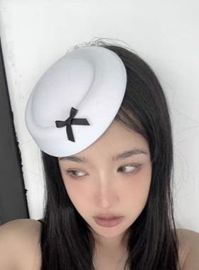 名媛气质小贝蕾帽简约百搭日常装饰小帽子紫色日系少女发饰帽子