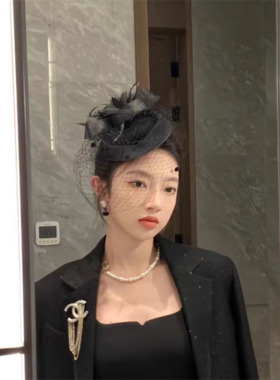 宋仁何同款欧式宫廷网纱复古小礼帽女名媛头饰晚宴礼服旗袍走发饰