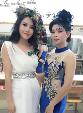 欧美新娘布艺大花朵额头发夹饰品