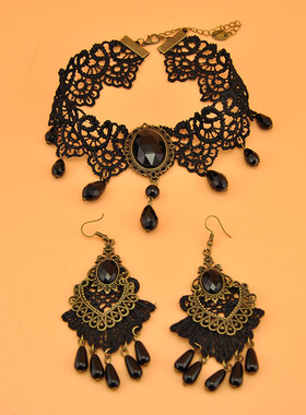 choker蕾丝项圈黑色流苏蕾丝项圈