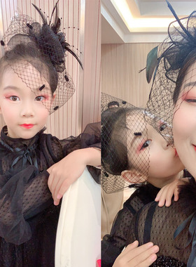 欧美新娘网纱黑白红色遮眼花朵