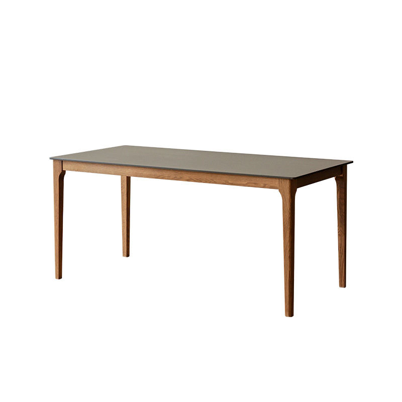 北欧实木岩板餐桌小户型日式家用桌椅组合橡木白色黑色长方形饭桌