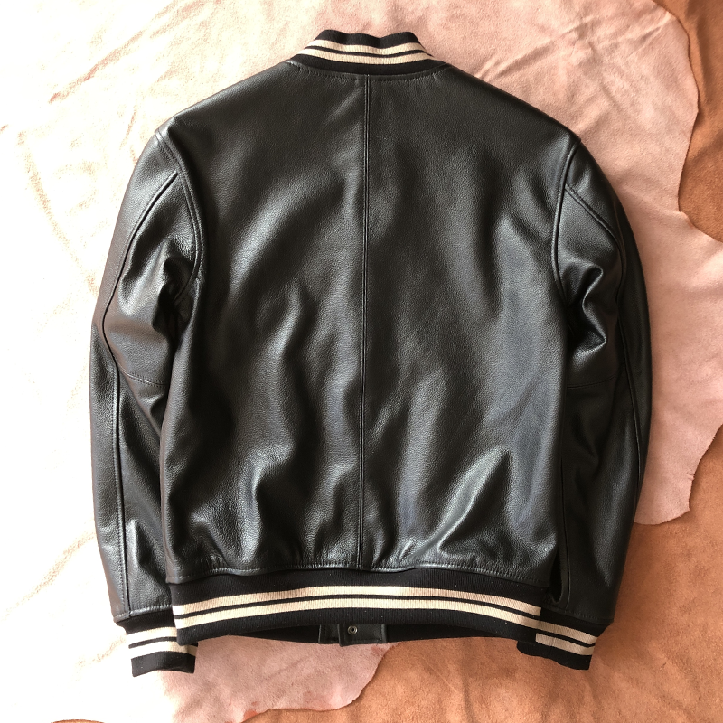 新款头层小牛皮棒球服春秋骑行外套真皮夹克刺绣休闲短款皮衣男潮,淘宝优惠券,粉丝福利购,淘宝优惠卷
