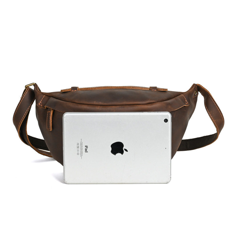 疯马皮复古男士腰包真皮户外运动单肩斜挎包大容量休闲手机包,淘宝优惠券,粉丝福利购,淘宝优惠卷